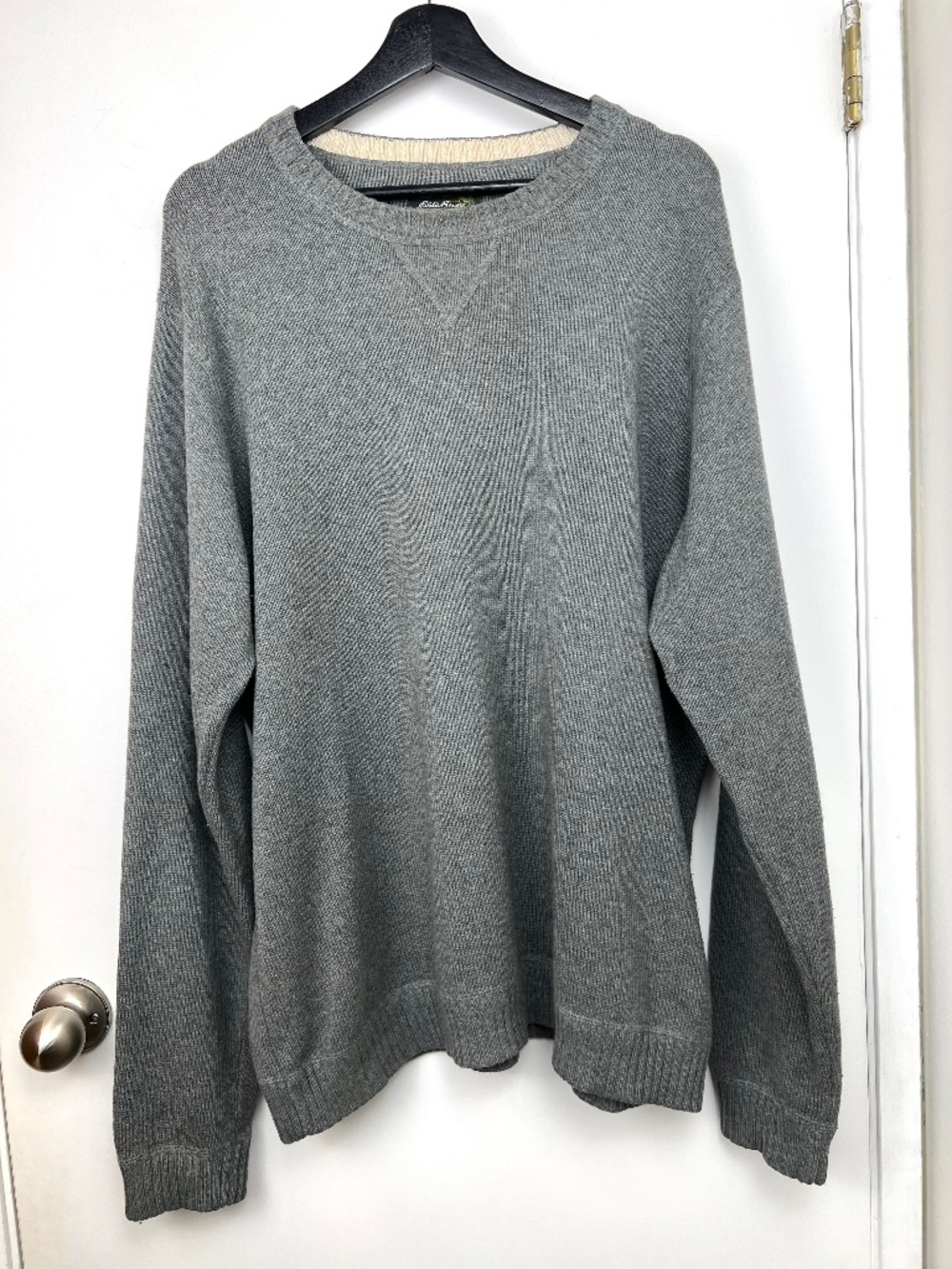 Eddie Bauer Classic Cotton Crewneck Sweater size XL Gray Academia Preppy Outdoor - Picture 2 of 8